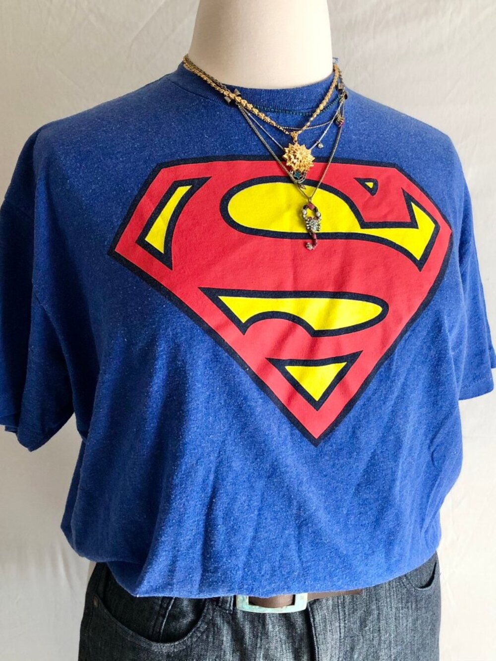 Retro DC Comics Bright Blue Superman Tee Size XL
